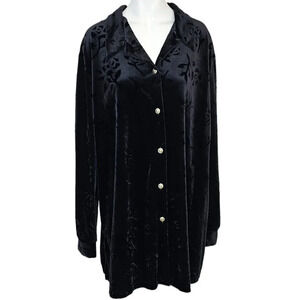 Diane Von Furstenberg Vintage Color Authority Plus Size Velvet Embossed Shirt 2X